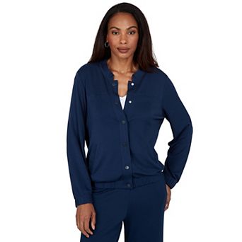 Women's Alfred Dunner Good To Go Relaxed Snap Bomber Jacket