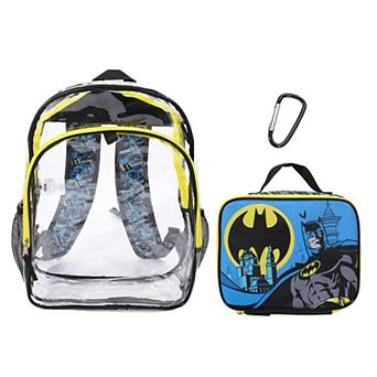 Batman 2 pc 16-Inch Kids Clear Backpack & Lunch Box Set