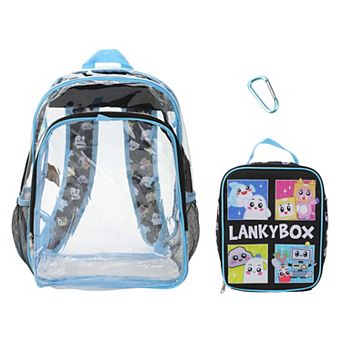 Lanky Box Character Grid 16-Inch Clear Backpack & Lunch Kit Combo