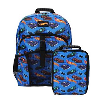 Hot Wheels 2 pc 16-Inch Kids Backpack & Lunch Box Set