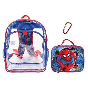 Spider-Man Classic 2 pc 16-Inch Kids Clear Backpack & Lunch Box Set