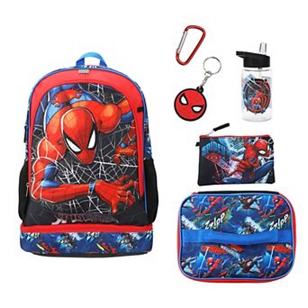 Spider-Man Classic 6 pc Kids Backpack & Lunchbox Set With Water Bottle