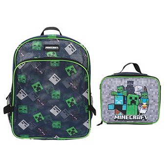 Minecraft Franchise Creepers 2 pc 16-Inch Kids Backpack & Lunch Bag Set