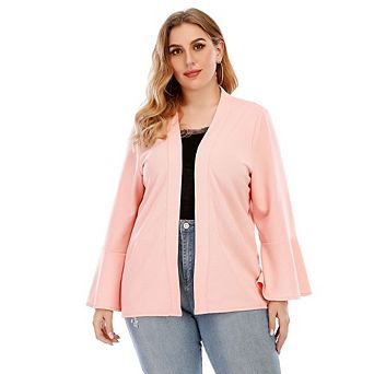 FUNJULY Plus Size Women's Open-Front Jacket Lightweight Casual Open Coat