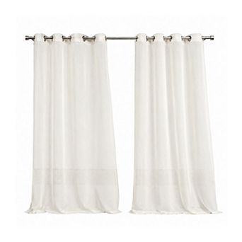 100% Linen Semi Sheer Polyester Outdoor Decor Cote D'Azure Linen Grommet Top Curtain Panel
