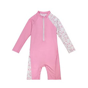 FUNJULY Girls' Long Sleeve One Piece Rash Guard Swimsuit Front Zip Swimwear