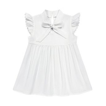 FUNJULY Girls' Ruffled Sleeveless Tee Vintage Floral Tie Neck Cute Summer Top