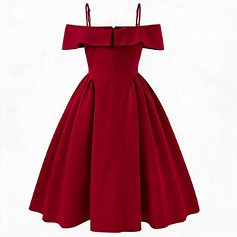 Girls' Off-Shoulder Elegant Strap Sundress