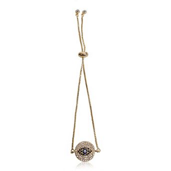 Jewels by Sunaina AMARA Evil Eye Bolo Bracelet 18K Gold Plated with Colorful Cubic Zirconia