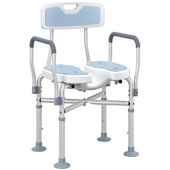 HOMCOM HDPE Padded Shower Chair with Arms and Back, Bath Seat