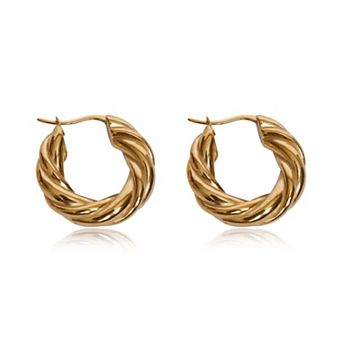 Jewels by Sunaina Roxy Twisted Hoop Earrings, 18K Gold Plated Waterproof Statement Jewelry