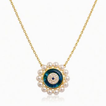 Jewels by Sunaina Ayra Evil Eye Pendant Necklace with Crystal Cubic Zirconia