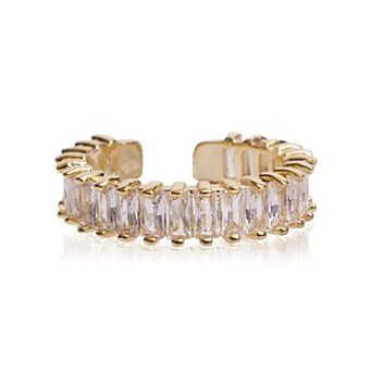 Jewels by Sunaina Athena Adjustable Ring for Women, 18K Gold Plated Stainless Steel with Baguette