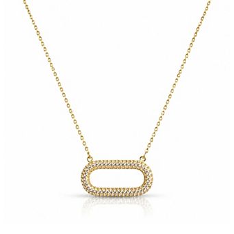Jewels by Sunaina Noor Oval Necklace for Women, Yellow Gold Plated 925 Sterling Silver with Cubic