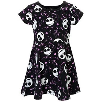 Disney Nightmare Before Christmas Jack Skellington Short Sleeve Skater Dress