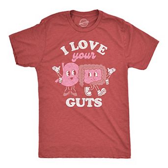 Mens Funny T Shirts I Love Your Guts Valentines Day Graphic Tee for Men