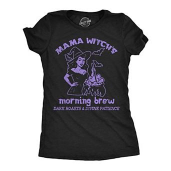 Womens Funny T Shirts Mama Witchs Morning Brew Halloween Tee For Ladies