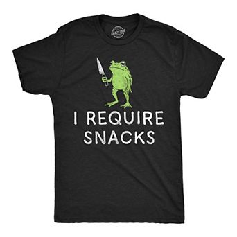 Mens Funny T Shirts I Require Snacks Sarcastic Frog Tee For Men