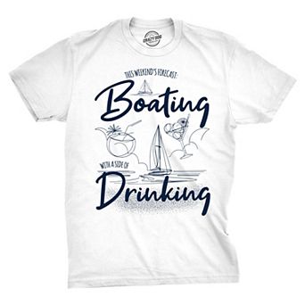Mens Funny T Shirts Boating With A Side Of Drinking Tee For Men