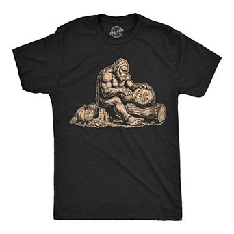 Mens T Shirts Bigfoot Pumpkin Sasquatch Halloween Tee For Men