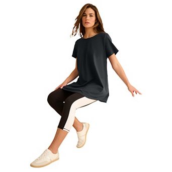 Roaman's Women's Plus Size Soft Sculpt Colorblock Pull-On Capri Leggings