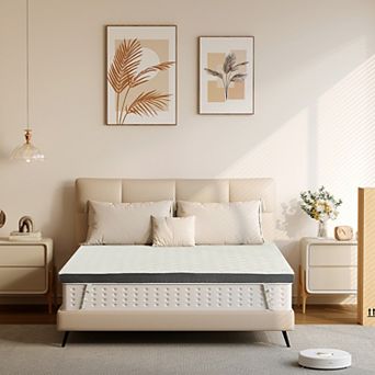 Extra Firm Cooling Gel Infused Memory Foam Mattress Topper, Pressure Relief Washable Cover