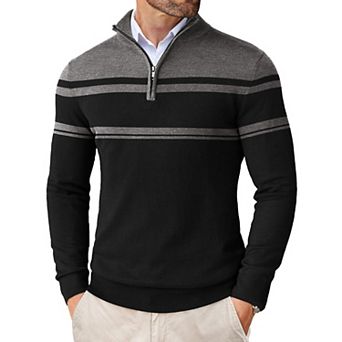 COOFANDY Men' Quarter Zip Up Sweaters Slim Fit Lightweight Mock Neck Pullover Casual Polo Sweater
