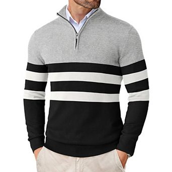 COOFANDY Men' Quarter Zip Up Sweaters Slim Fit Lightweight Mock Neck Pullover Casual Polo Sweater