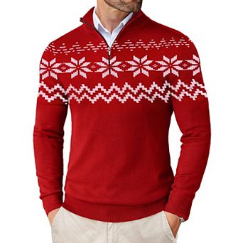 COOFANDY Men' Quarter Zip Up Sweaters Slim Fit Lightweight Mock Neck Pullover Casual Polo Sweater