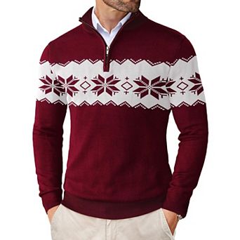 COOFANDY Men' Quarter Zip Up Sweaters Slim Fit Lightweight Mock Neck Pullover Casual Polo Sweater