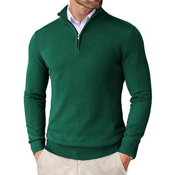 COOFANDY Men' Quarter Zip Up Sweaters Slim Fit Lightweight Mock Neck Pullover Casual Polo Sweater