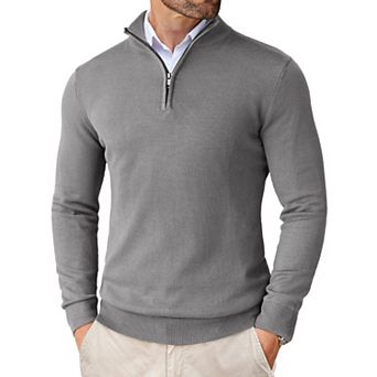 COOFANDY Men' Quarter Zip Up Sweaters Slim Fit Lightweight Mock Neck Pullover Casual Polo Sweater