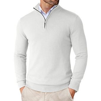 COOFANDY Men' Quarter Zip Up Sweaters Slim Fit Lightweight Mock Neck Pullover Casual Polo Sweater