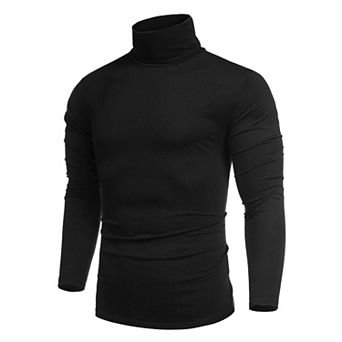 COOFANDY Men' Casual Slim Fit Turtleneck T Shirts Lightweight Basic Cotton Pullovers
