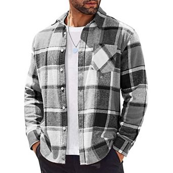 COOFANDY Men's Flannel Shirts Long Sleeve Lightweight Plaid Shirt Casual Button Down Shirts Jacket