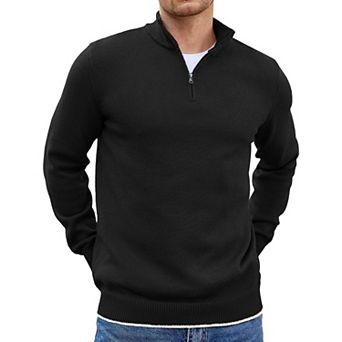COOFANDY Men' Quarter Zip Up Pullover Sweaters Long Sleeve Classic Fit Knitted Sweater