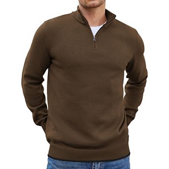 COOFANDY Men' Quarter Zip Up Pullover Sweaters Long Sleeve Classic Fit Knitted Sweater