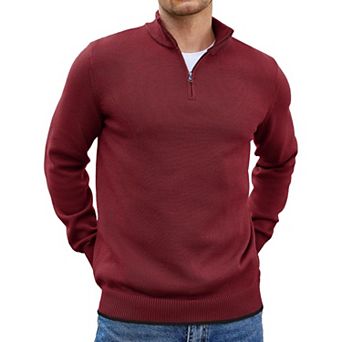 COOFANDY Men' Quarter Zip Up Pullover Sweaters Long Sleeve Classic Fit Knitted Sweater
