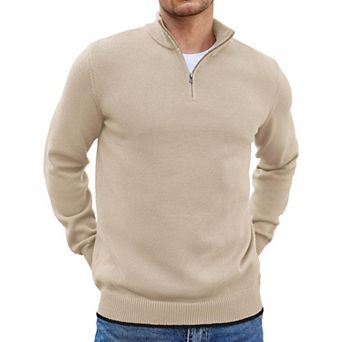 COOFANDY Men' Quarter Zip Up Pullover Sweaters Long Sleeve Classic Fit Knitted Sweater