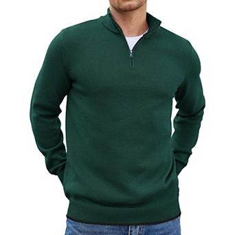 COOFANDY Men' Quarter Zip Up Pullover Sweaters Long Sleeve Classic Fit Knitted Sweater