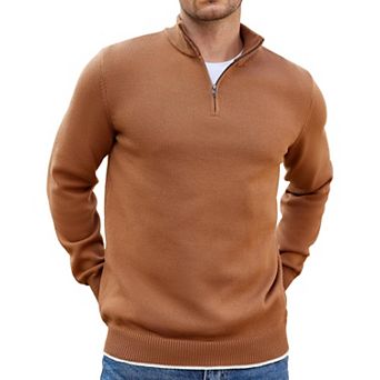 COOFANDY Men' Quarter Zip Up Pullover Sweaters Long Sleeve Classic Fit Knitted Sweater