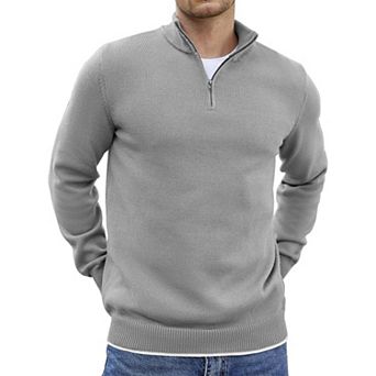 COOFANDY Men' Quarter Zip Up Pullover Sweaters Long Sleeve Classic Fit Knitted Sweater