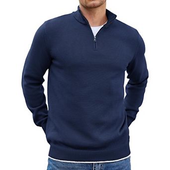 COOFANDY Men' Quarter Zip Up Pullover Sweaters Long Sleeve Classic Fit Knitted Sweater