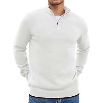 COOFANDY Men' Quarter Zip Up Pullover Sweaters Long Sleeve Classic Fit Knitted Sweater