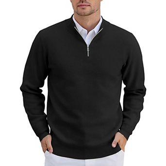 COOFANDY Sweaters for Men Knitted Quarter Zip Up Pullover Mock Neck Business Casual Sweater