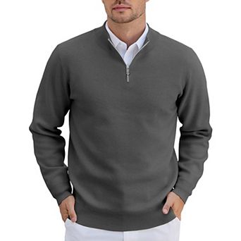COOFANDY Sweaters for Men Knitted Quarter Zip Up Pullover Mock Neck Business Casual Sweater