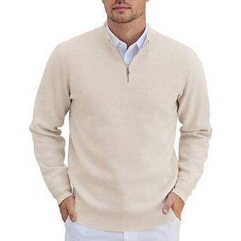 COOFANDY Sweaters for Men Knitted Quarter Zip Up Pullover Mock Neck Business Casual Sweater