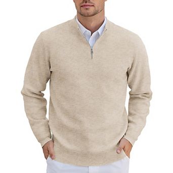 COOFANDY Sweaters for Men Knitted Quarter Zip Up Pullover Mock Neck Business Casual Sweater