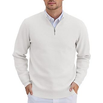 COOFANDY Sweaters for Men Knitted Quarter Zip Up Pullover Mock Neck Business Casual Sweater