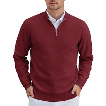 COOFANDY Sweaters for Men Knitted Quarter Zip Up Pullover Mock Neck Business Casual Sweater